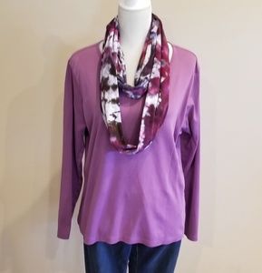 2 Pc Cotton Violet LL Bean Tee w/ Custom Scarf Set